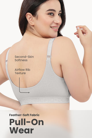 Zena Fine-Rib Bra Pack of 2 - (Lavender & Grey Melange)