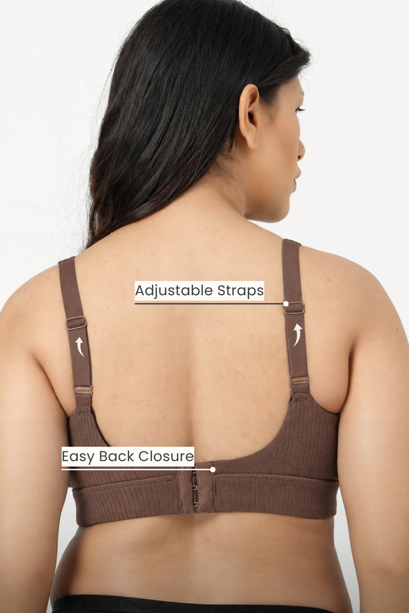 Natural Shape Wide Rib Bra - Mocha