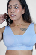 M-Blue Padded Bra; wire-free construction ensures a seamless experience with zero irritation.