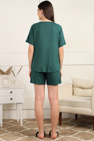Deep Emerald Maternity Nursing Top & Shorts Set