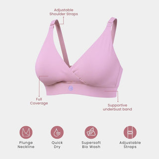 247 Extra Support Cotton Feeding Bra with Adjuster - Pink
