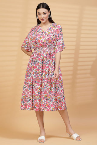 Ditsy Floral Print 100% Rayon Maternity Feeding Dress