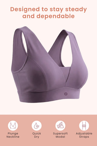 SecureFit Cotton Fixed-Pad Feeding Bra - Lavender
