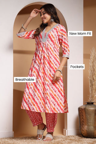 Orange Crush Maternity Kurta Set