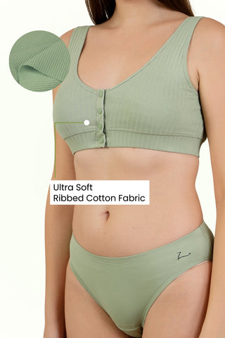 Ribbed Cotton Pista Lounge Bra