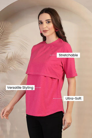 Fuchsia Zipless Feeding Maternity Top