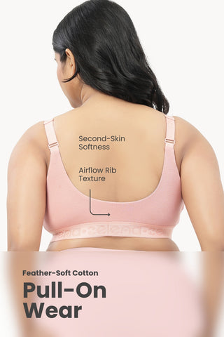 Zena Fine-Rib Bra Pack of 2 - (Rose Gold & Grey Melange)