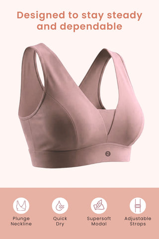 SecureFit Cotton Fixed-Pad Feeding Bra - Dark Skin