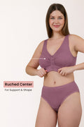 Ruched Modal Front-Open Bra - Lilac