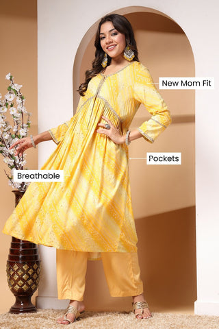 Sunshine Symphony Maternity and Zipless Feeding Kurta Set