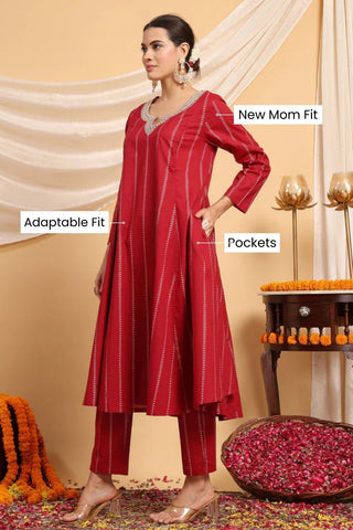 High-quality image of the Cotton texture and finish of the Ruby Essence Mirror Suit Set.