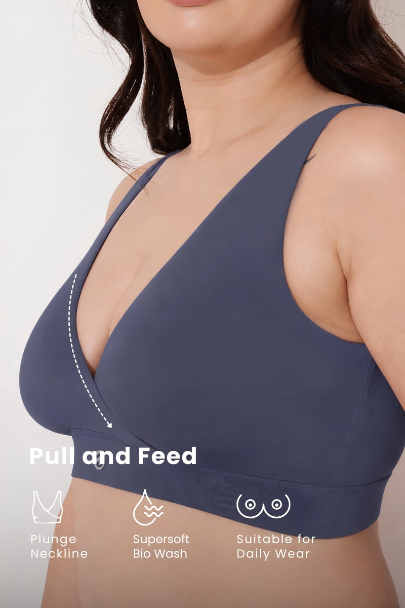 247 (Upgraded) Modal Padded Maternity Feeding Bra - Future Dusk