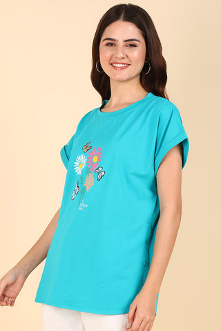 Light Sea Green 100% Soft Cotton Zipless Maternity Feeding Top