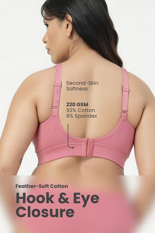 SecureFit Cotton Fixed-Pad Bra - Mauve Rose