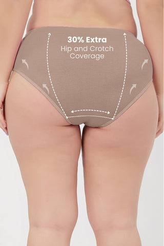 Sera Fine Rib Mid Rise Hipster Pack of 4 - (Skin, Pink, Purple, Black)