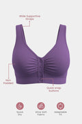 Model wearing Wine Bra; V-neck style provides a feminine neckline look.
