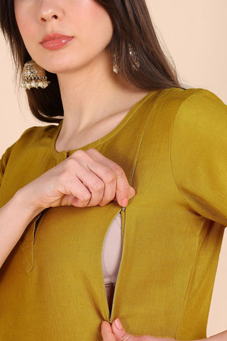 Yellow Maternity Suit Set with Dupatta - House Of Zelena™