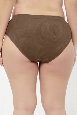 Sera Broad Rib Bra & Mid Rise Panty Set - Mocha