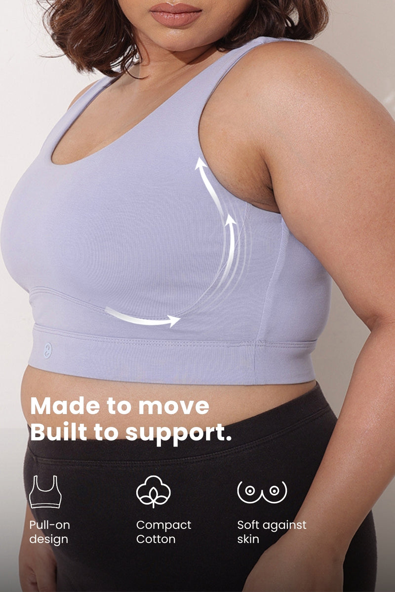 Sculpt & Lift Cotton Sports Bra - M-Blue