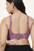 SecureFit Cotton Fixed-Pad Bra - Purple