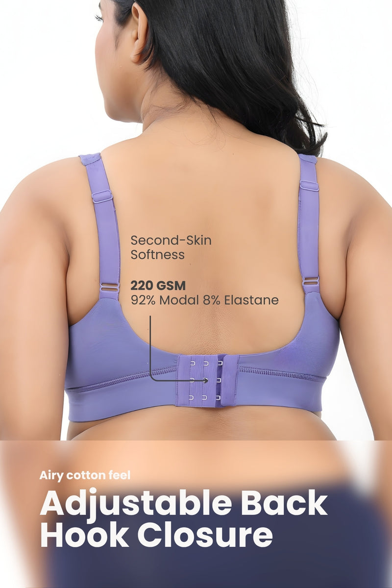 Fixed Padded Modal Maternity Bra with Support - Royal Blue