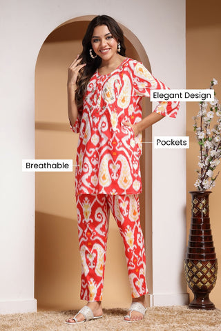 Ikat Illusion Maternity and Feeding Friendly  Co-ord Set