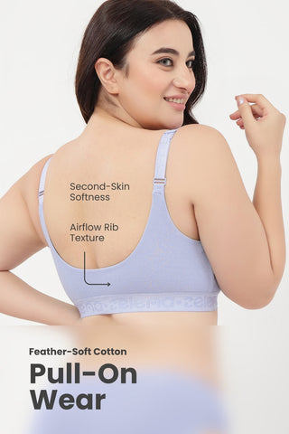 Zena Fine-Rib Bra - Soft Blue