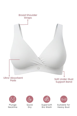 Model wearing Off White Padded Bra; inner construction provides natural breast separation.