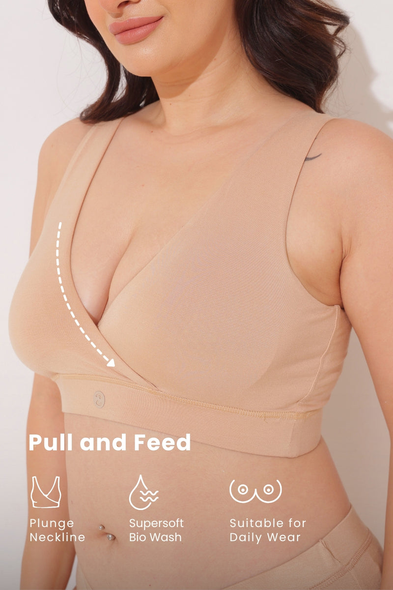 247 (Upgraded) Skin Color Modal Padded Maternity Feeding Bra