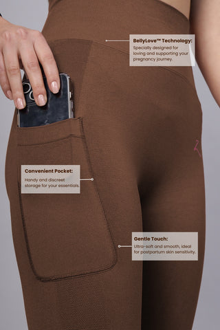 Seamless High Waisted Tummy Compression Brown Postpartum Legging