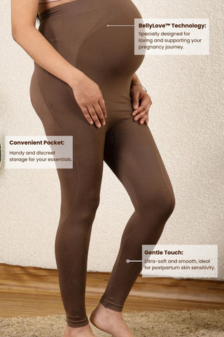 Adaptable Bump Legging; garment expands to fit the body's changing size.