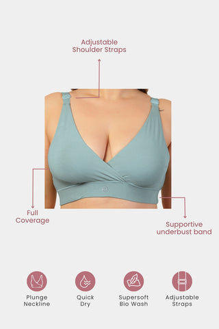 247 Extra Support Cotton Feeding Bra with Adjuster - Mint