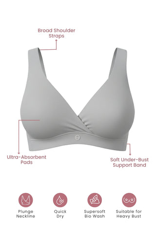 247 Silver Grey Modal Padded Maternity Feeding Bra