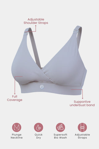 247 Extra Support Cotton Feeding Bra with Adjuster - Light Grey