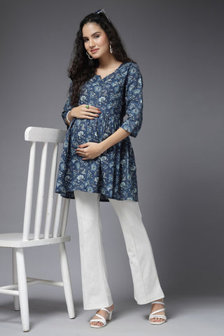 Twilight Floral Maternity Feeding Peplum Top