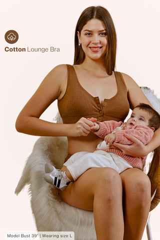 Ribbed Cotton Brown  Lounge Bra