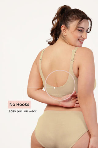 247 Pack of 2 Extra Support Cotton Feeding Bra (Brown, Skin)