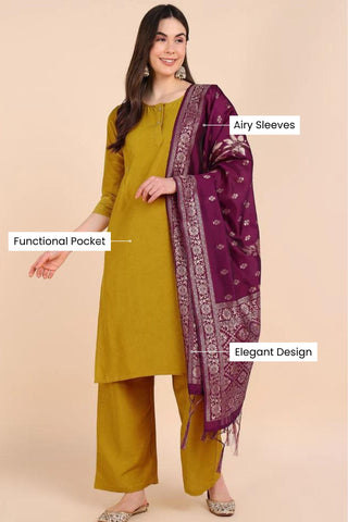 Yellow Maternity Suit Set with Dupatta
