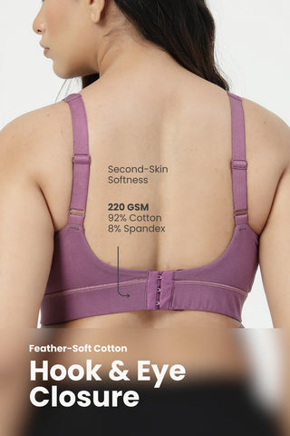 Natural Shape Cotton Bra Pack of 3 - (Purple, Lavender & Dark Skin)