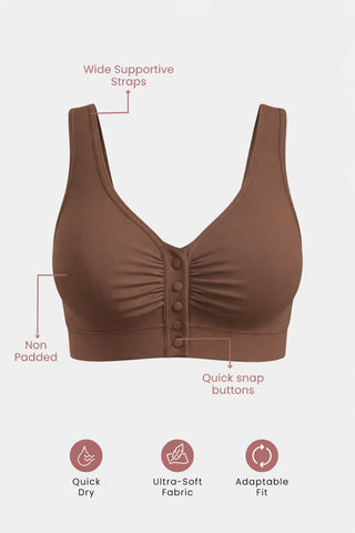 Ruched Modal Front-Open Bra - Brown