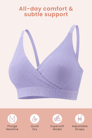 Zena Fine-Rib Bra - Lavender