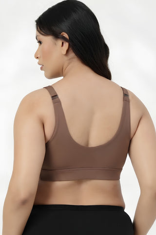 247 Extra Support Cotton Feeding Bra with Adjuster - Mocha