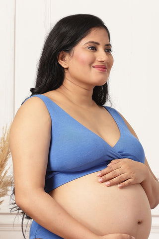 247 Melange Blue Padded Maternity Feeding Bra