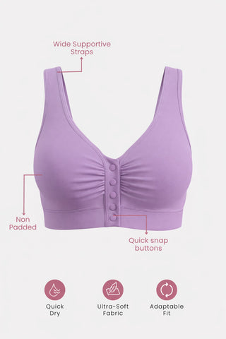 Ruched Pack of 2 Modal Front-Open Bra - (Lavender, Matcha)