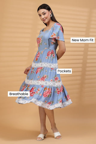 Lace Bloom Maternity Feeding Dress