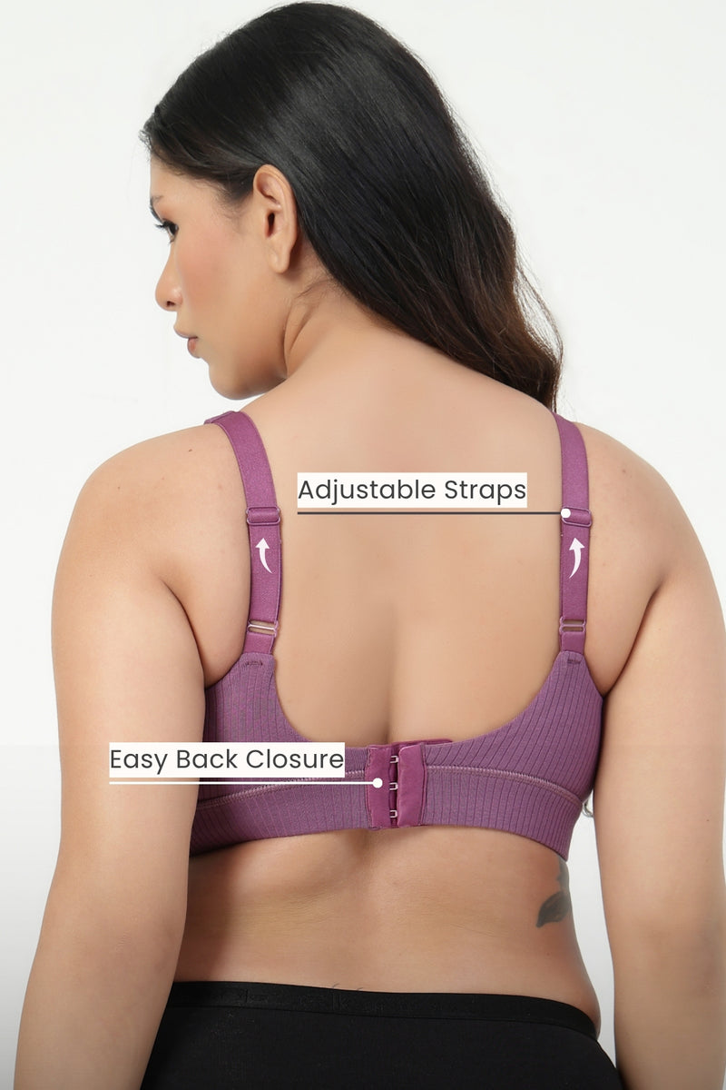 Natural Shape Wide Rib Bra - Purple