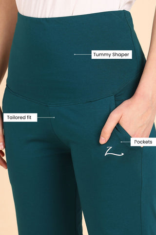 247 Mom Green Zipless Maternity Top & Trouser Set