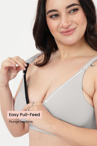 Zena Fine-Rib Bra - Grey Melange