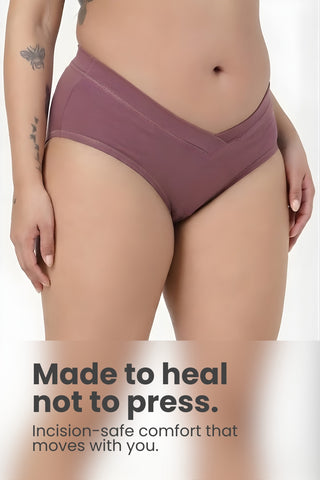 Modal C-Section Panties for Mothers (Pack of 4) (Black, Mauve, Navy & Matcha)