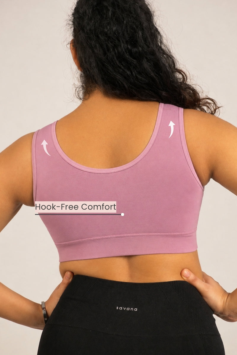 247 Cotton Non Padded Yoga Bra - Mauve